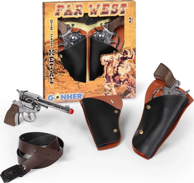 Ensemble de cow-boy avec 2 revolvers et ceinture Gonher