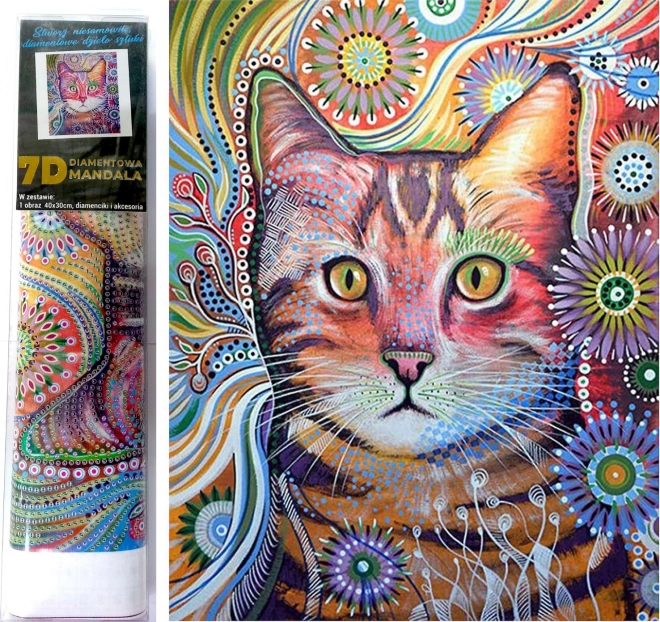 Diamantschilderen 7D – verbaasde kat 30 × 40 cm