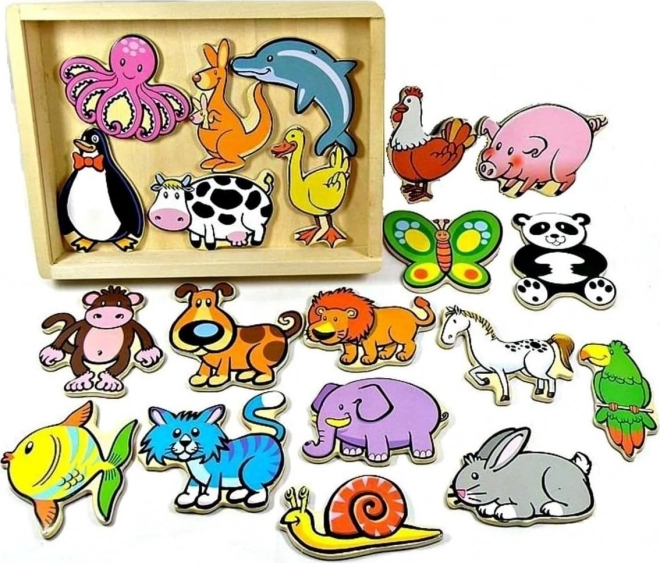 Colorful Wooden Animal Magnets - Set of 20 pcs