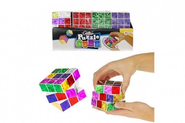 Opvouwbare puzzelblok glanzend plastic 6,5x6,5cm in zak