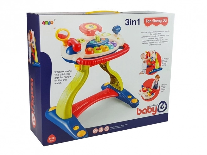 Interactieve loopwagen met stuur 3 in 1 voor baby's