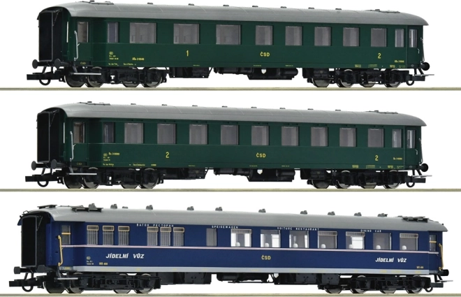 Roco set van 3 sneltreinrijtuigen ČSD, tijdperk III–IV, H0