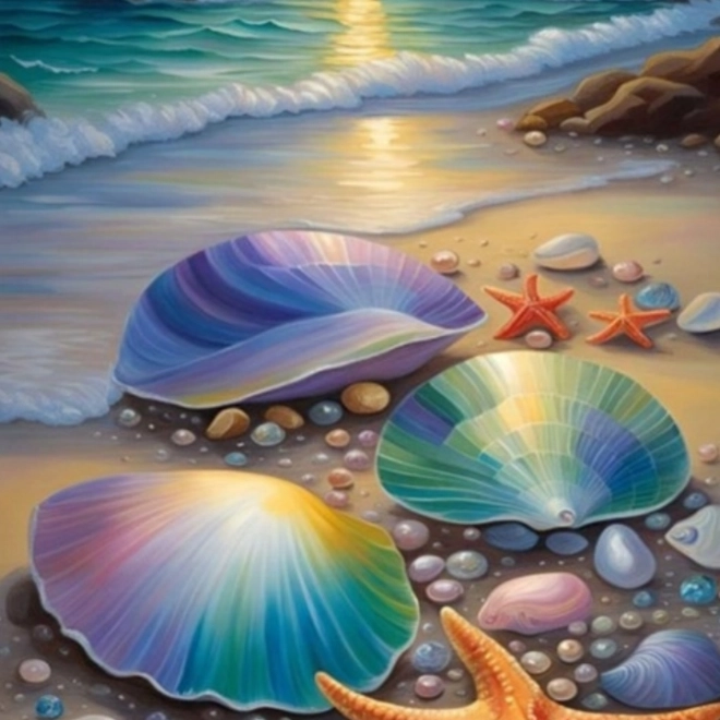 Diamanten schilderij Schelp en Zeester 30x40cm
