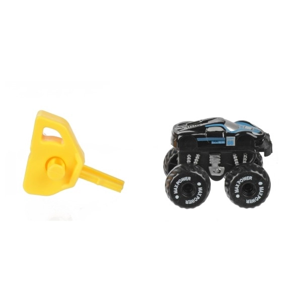 Auto terrein mini met starter kunststof 4cm in plastic ei 5x10cm 12st in doos