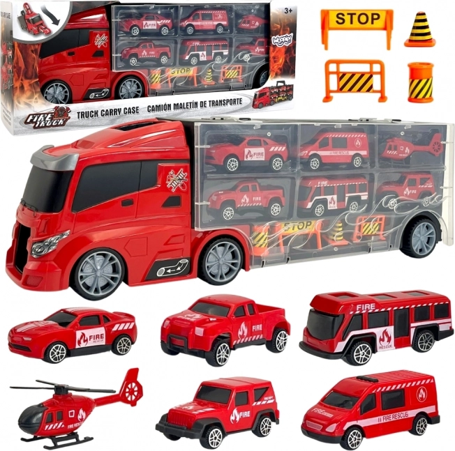 WOOPIE Firefighter Transporter 3in1 Red 11 pcs