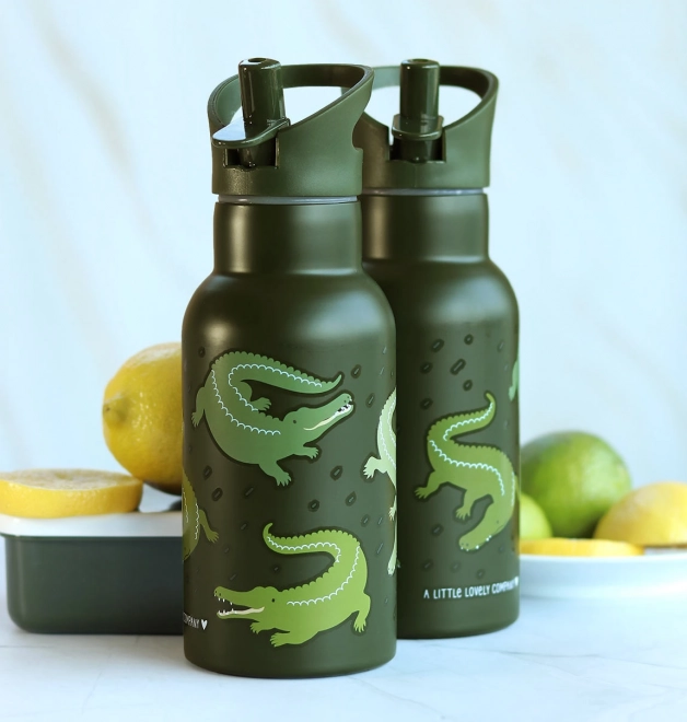 A Little Lovely Company Stainless steel drinking bottle 500 ml – Crocodile