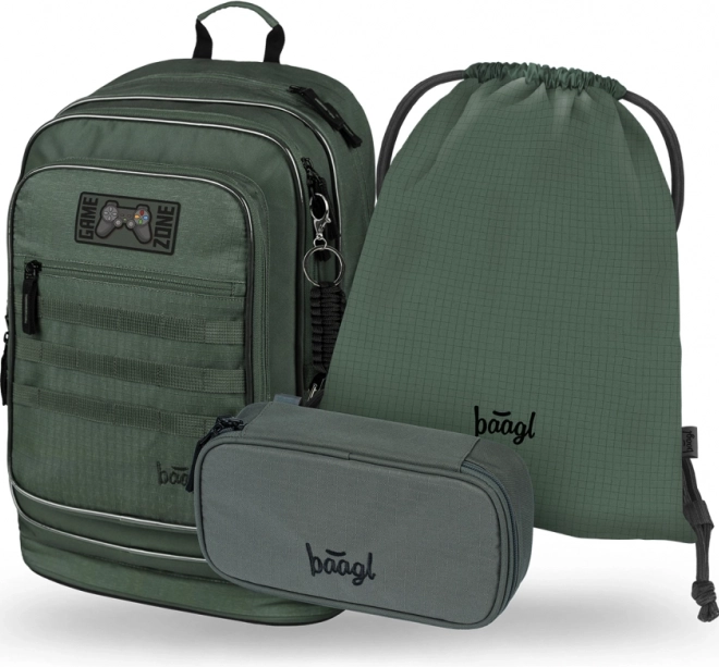 Baagl Set 3 Cubic Grove: backpack, pencil case, bag