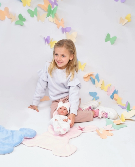 Realistische pop New Born meisje met volledig vinyllichaam 35 cm