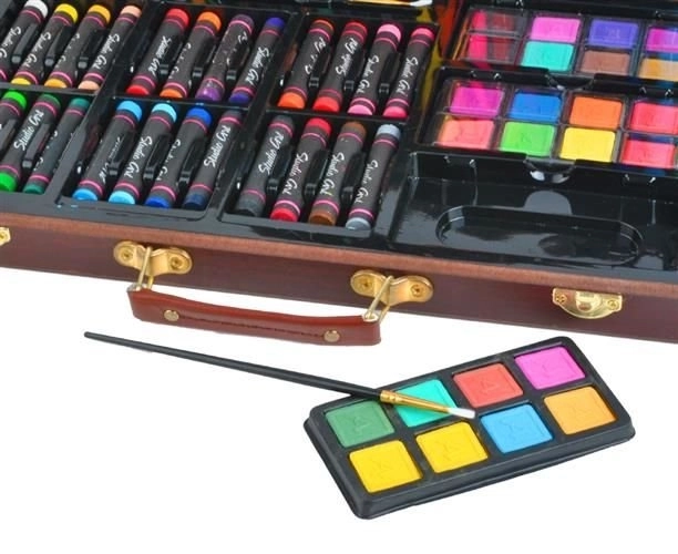 Grote kunstset in houten koffer voor kleine schilders - 81 stuks
