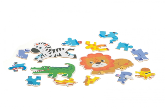 Puzzel in blikken doos Safari dieren - 25 stukjes