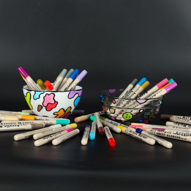 Waterdichte acrylverf markers voor stoffen en stenen, set van 48 stuks