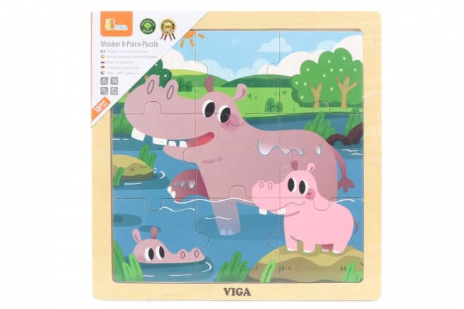 Holzpuzzle Nilpferde Viga, 9 Teile