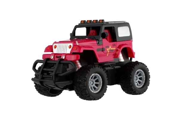 RC-Geländewagen 14cm aus Kunststoff 27MHz batteriebetrieben mit Licht in Box 20x11x10cm – Rosa