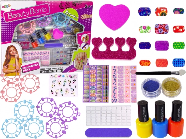 Nagelmalerei Set Lacke Aufkleber Muster Glitzer