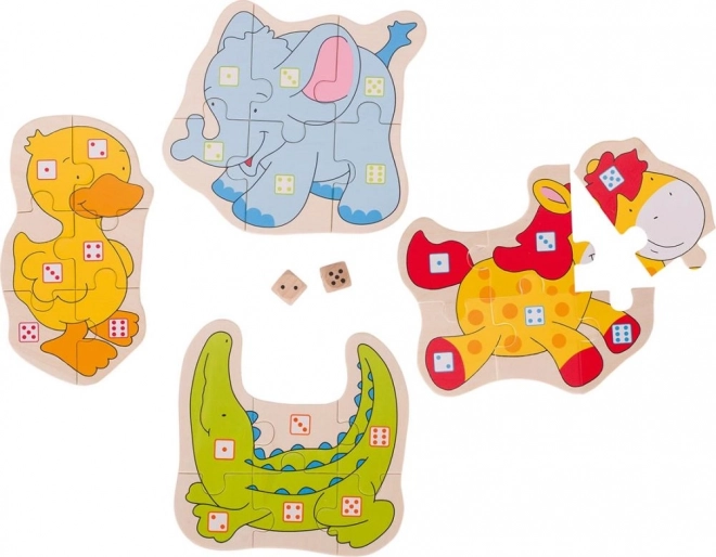 Puzzle-Spiel mit Würfeln Tiere