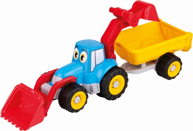 Androni Vrolijke tractor met aanhanger - 55 cm