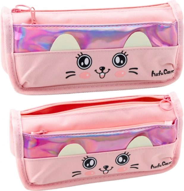 Trousse scolaire avec motif chat rose