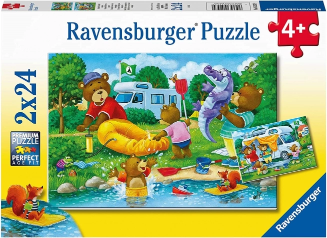 Puzzle Bear Family Camping 2×24 pieces RAVENSBURGER