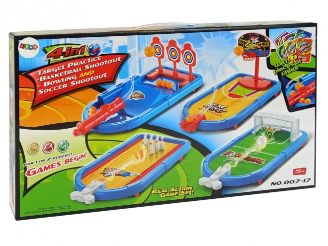 4-in-1 Arcade Game Set Basketball Soccer Darts Bowling