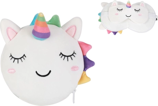 Travel pillow with unicorn mask