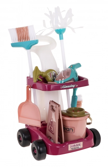 Schoonmaakkar met handstofzuiger en accessoires