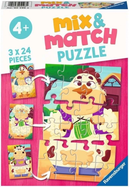 Ravensburger puzzle Mix & Match: My Friends from the Farm 3×24 pieces