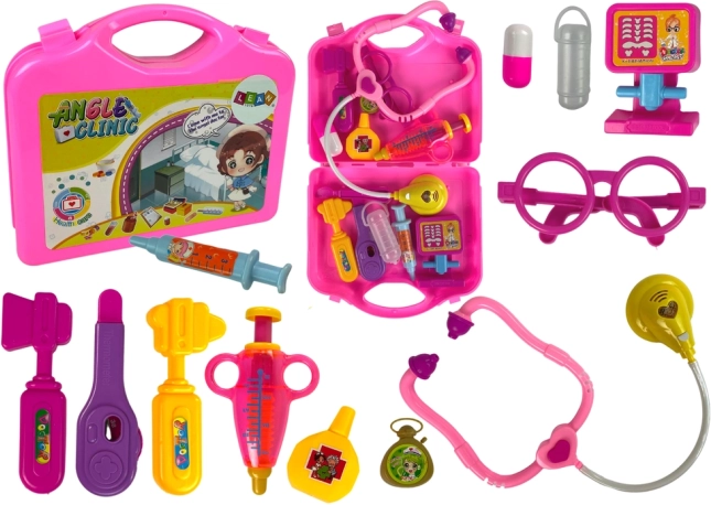 Arztkoffer für Kinder – rosa mit Stethoskop