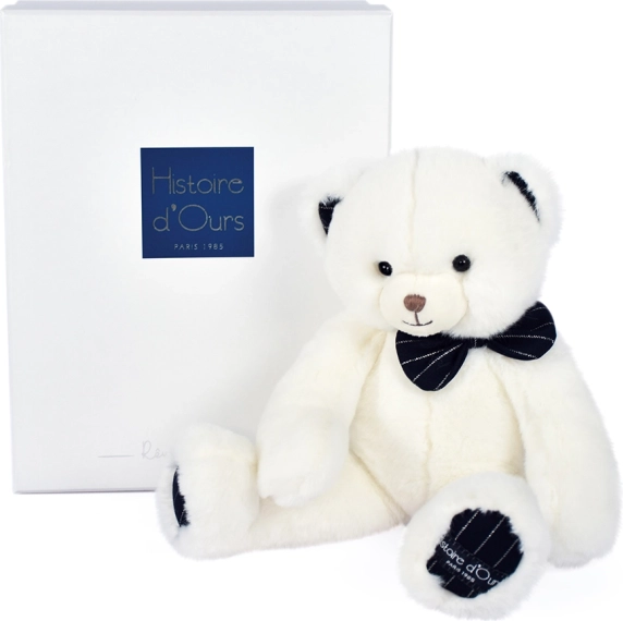 plush teddy bear with dark blue bow tie 30 cm – Doudou Histoire d’Ours