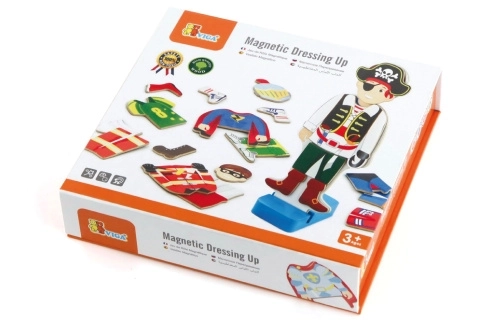 VIGA jeu d’habillage magnétique en bois – garçon, 8 personnages