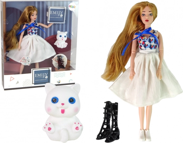 EMILY Doll with White Kitten and Accessories