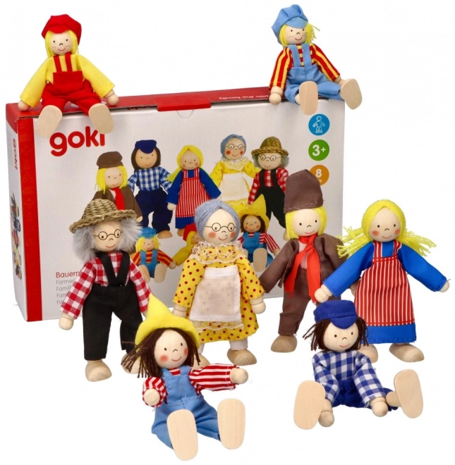 Goki Poppen voor poppenhuis boerderijfamilie