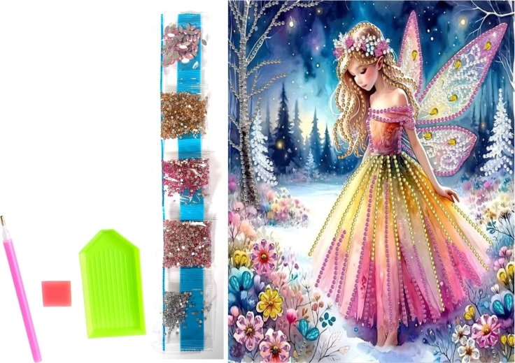 Diamant schilderen op canvas Winterfee 23 × 30 cm