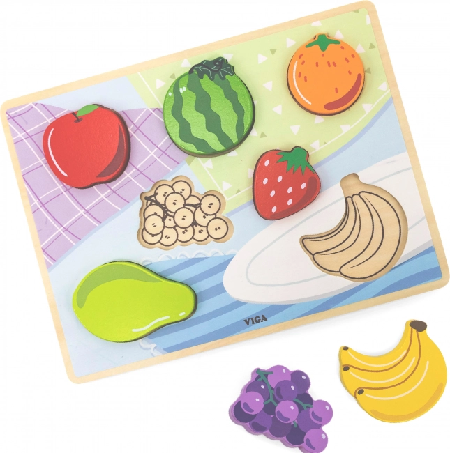Viga houten Montessori puzzel fruit 2-in-1