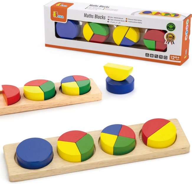Houten puzzel VIGA Montessori wiskundige blokken