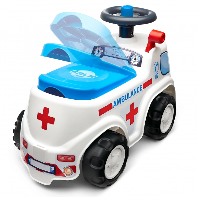FALK Porteur Ambulance avec siège ouvrant et klaxon sur le volant