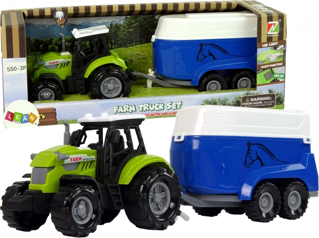 Tractor met paardenaanhanger met geluid, groene boerderijkit