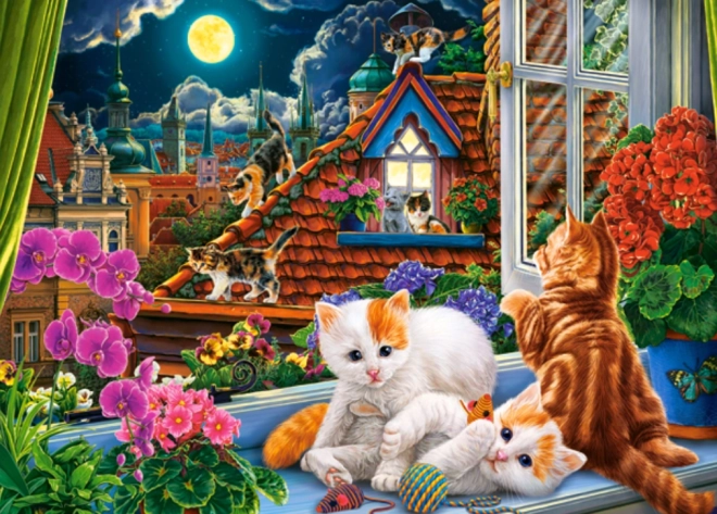 Puzzel 180 stukjes Kittens on the Roof