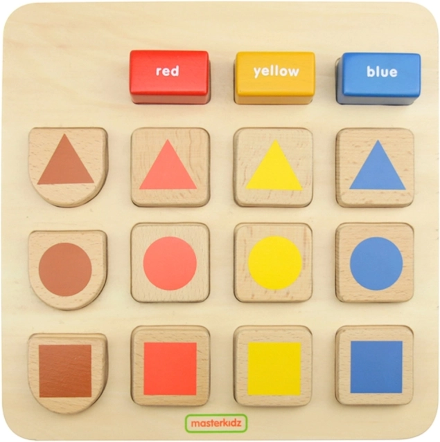 Masterkidz tableau éducatif en bois – tri des formes et des couleurs