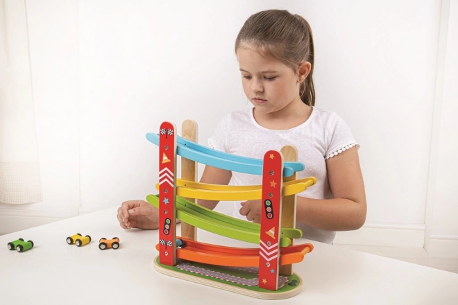 Holz-Rennbahn für Autos von Bigjigs Toys