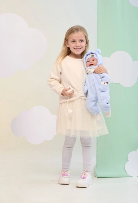 Llorens 84479 NEW BORN - realistische babypop met geluiden en een zacht stoffen lichaam - 44 cm