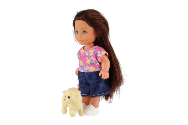 Pop met knuffel plastic 12cm stevig lichaam 3 soorten in doos 7x15x5cm 24st in doos
