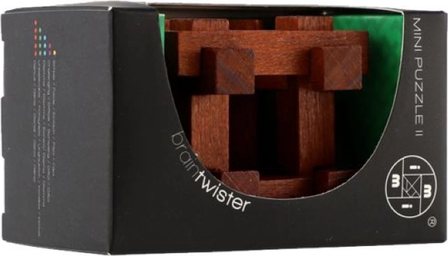 Houten puzzelkooi in doos 8x5x5cm