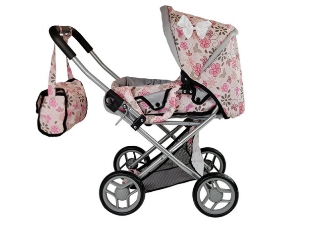 Tas voor pop Alice in roze kleur met bloemen