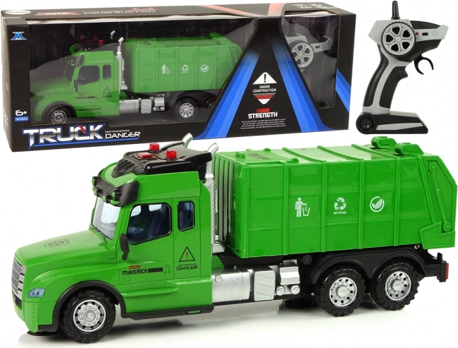 Green Remote-Controlled Garbage Truck with Lights and Sounds 2.4G