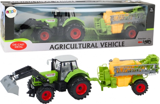 Tractor with Loader and Sprayer Green