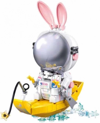 Pleyerid Moonship Building Set – astronaut bunny on a boat