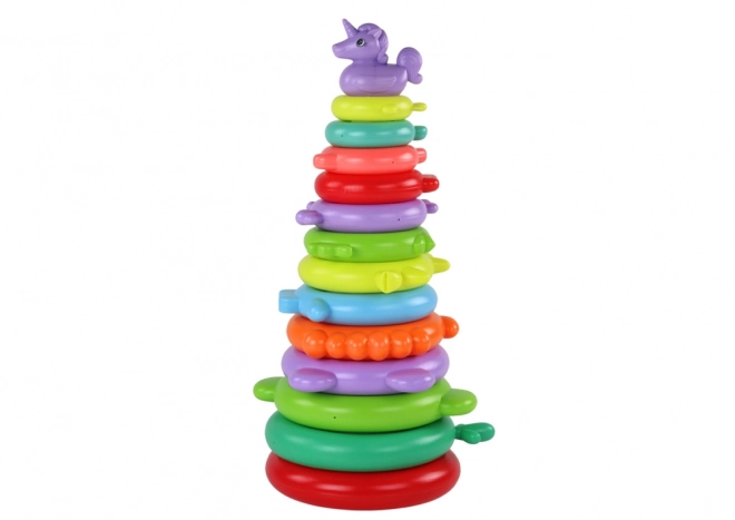 Piramide Eenhoorn Puzzel 13 Ringen Kleurrijk 43cm x 18cm x 18cm