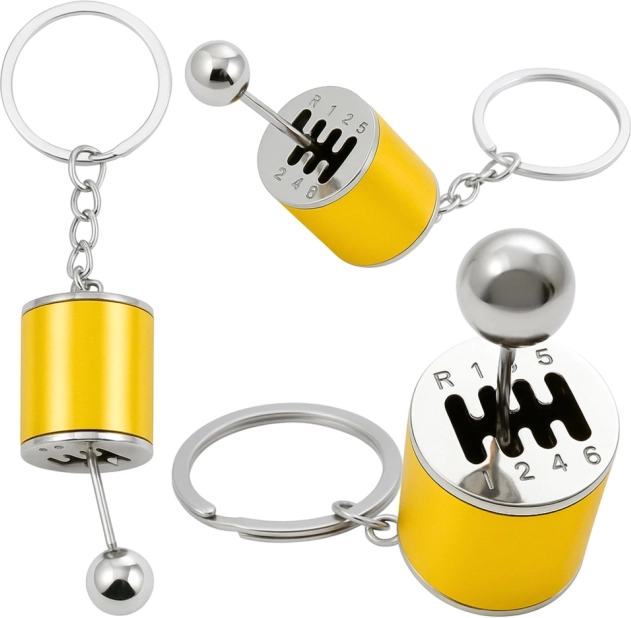 Metal Gear-Shift Keychain – Gold
