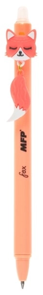 Balpen met gummirubber met vos 0,5 plastic blauw 4 kleuren 36st in doos