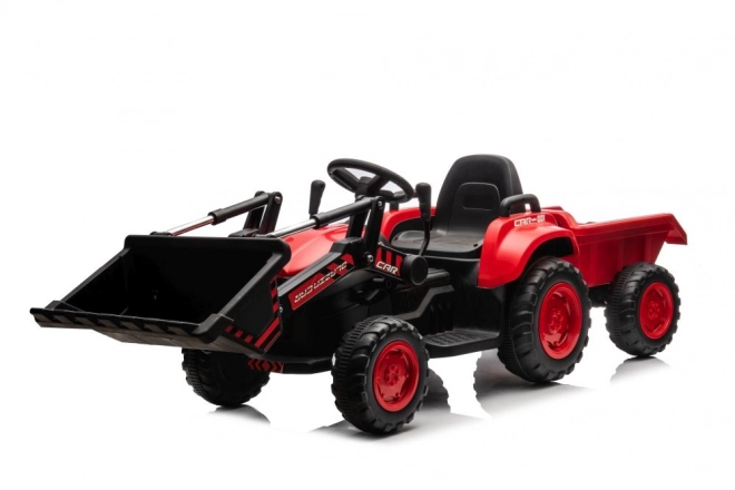 Rode kindertraktor met oplaadbare batterij en schop